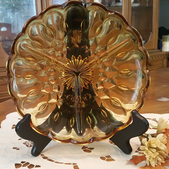 Vintage Dining Vintage 97s Amber Pressed Glass Divided Dish Poshmark